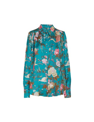 Camisa raso de seda estampado floral